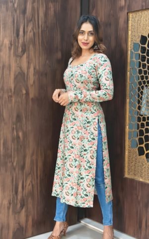 Cotton Full sleeves Kurti purple - Kurtis