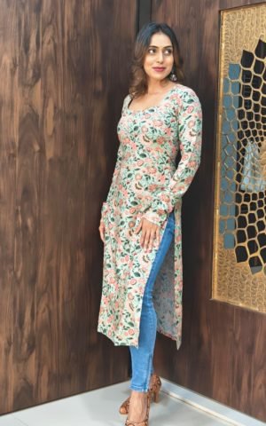 Cotton Full sleeves Kurti purple - Kurtis