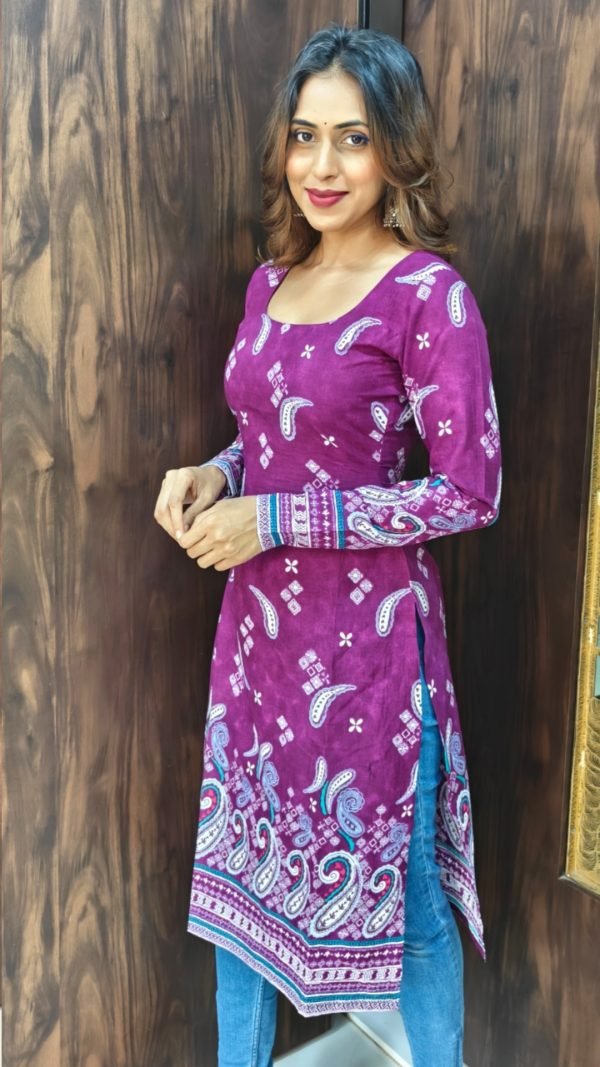 Cotton Full sleeves Kurti purple - Kurtis