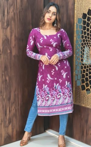 Cotton Full sleeves Kurti purple - Kurtis