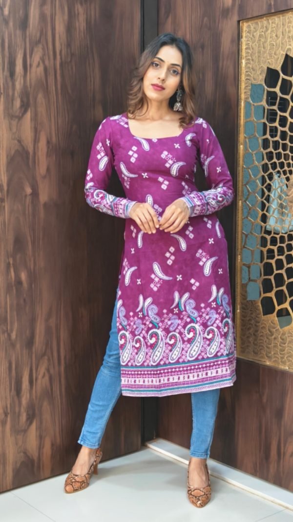 Cotton Full sleeves Kurti purple - Kurtis