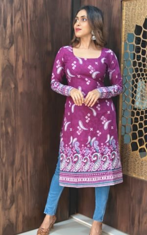 Cotton Full sleeves Kurti purple - Kurtis
