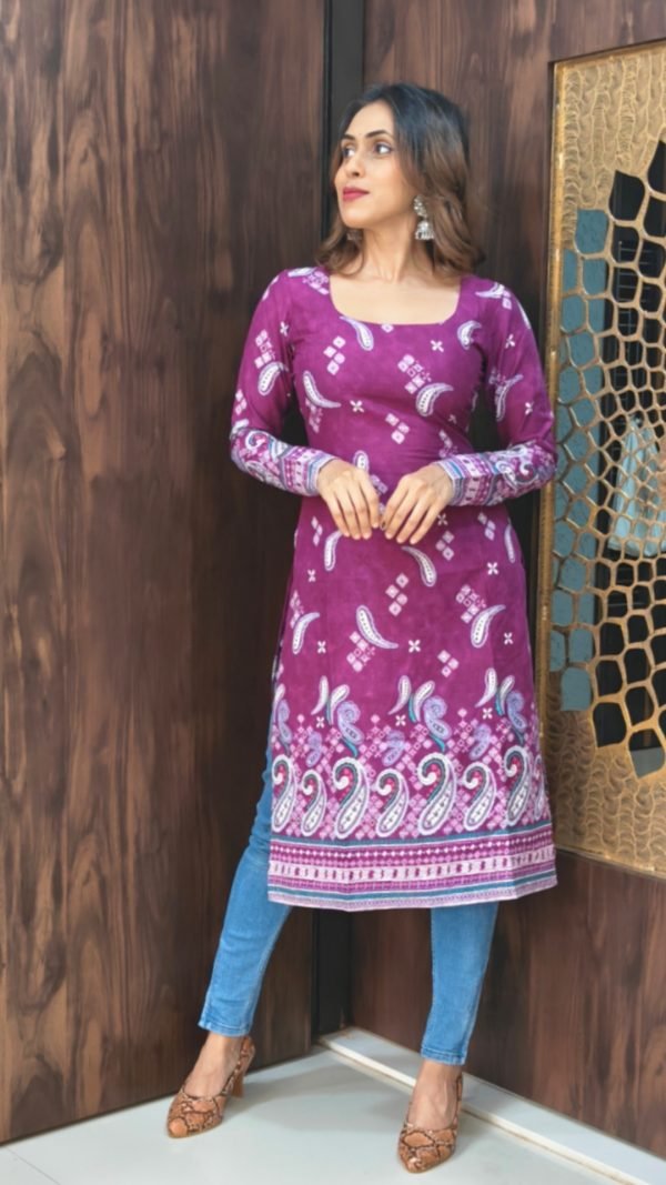 Cotton Full sleeves Kurti purple - Kurtis